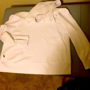 White hooded sweatshirt with pockets